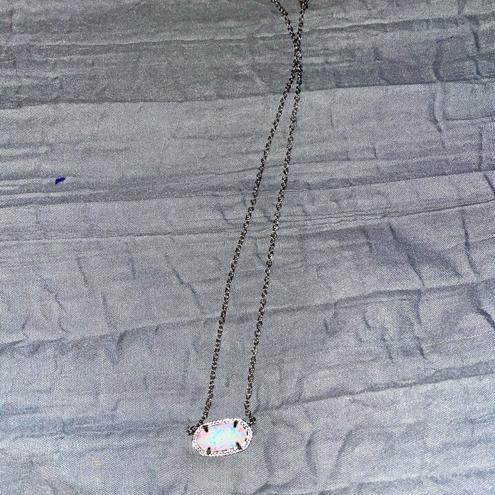 Kendra scott rhodium white Kyocera opal necklace